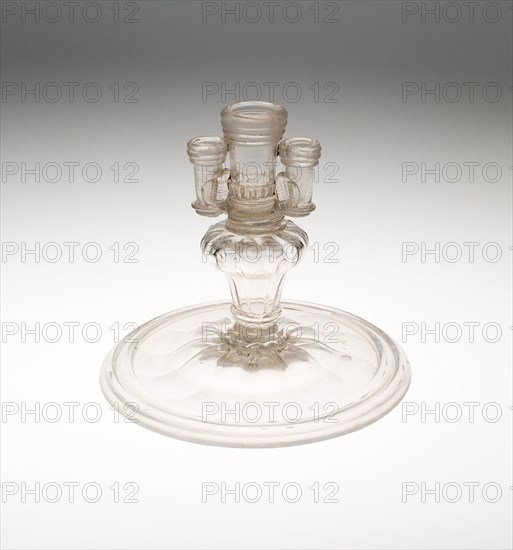 Candlestick with Three Nozzles, 18th century, Bohemian, Bohemia, Glass, 19.1 × 21 cm (7 1/2 × 8 1/2 in.)