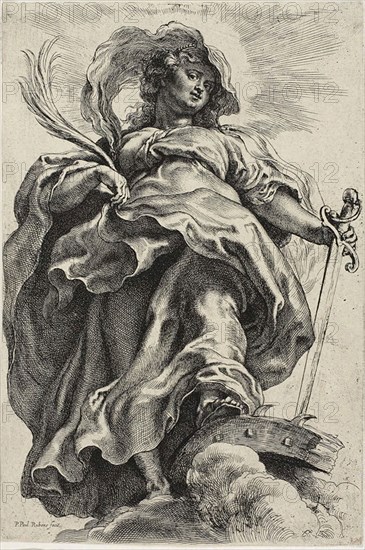 Saint Catherine, 1620/21, Peter Paul Rubens, Flemish, 1577-1640, Flanders, Etching on paper, 297 × 199 mm