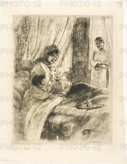 Breakfast, plate four from Woman, c. 1886, Albert Besnard, French, 1849-1934, France, Etching in black on cream Japanese paper, 316 × 247 mm (image/plate), 396 × 308 mm (sheet) × 308 mm (sheet)