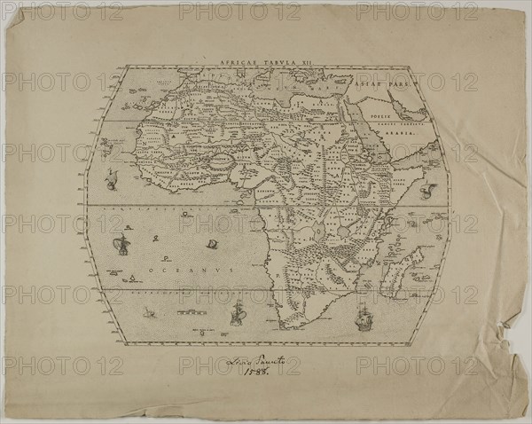 Africae Tabula XII, 1588, reprinted 1889, Unknown Artist (English, 19th century), after Livio Sanuto (Italian, 1520-1576), England, Engraving in black on cream laid paper, 255 × 322 mm