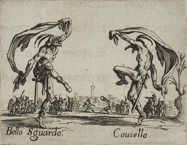 Sign.a Lucia, Trastullo, from Balli di Sfessania, c. 1622, Jacques Callot, French, 1592-1635, France, Etching and engraving on paper, 70 × 92 mm