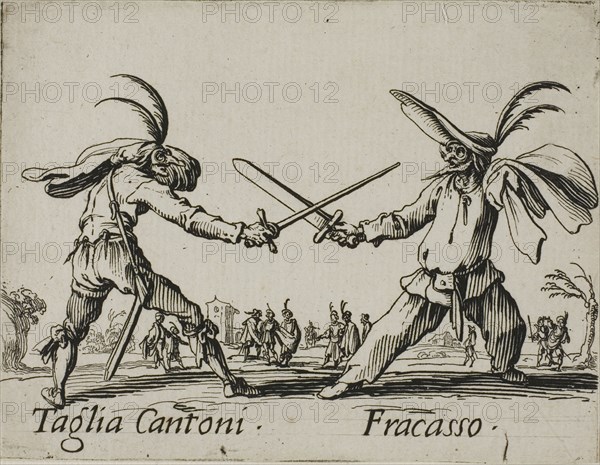 Taglia Cantoni, Fracasso, from Balli di Sfessania, c. 1622, Jacques Callot, French, 1592-1635, France, Etching and engraving on paper, 70 × 92 mm