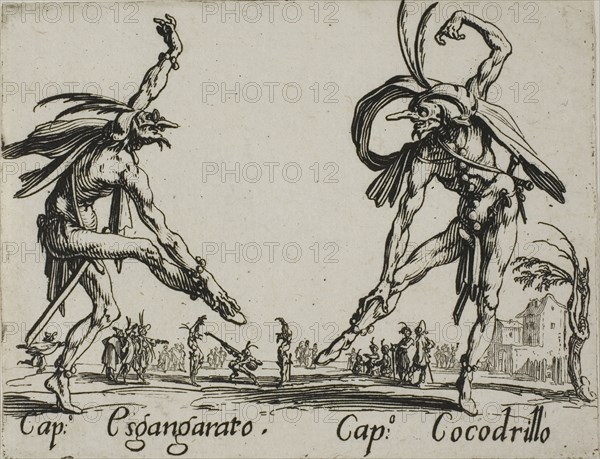 Gian Fritello, Ciurlo, from Balli di Sfessania, c. 1622, Jacques Callot, French, 1592-1635, France, Etching and engraving on paper, 70 × 92 mm