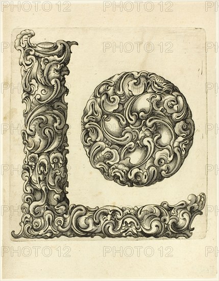 Letter L, 1630, Peter Aubry, German, 1596-1668, Germany, Engraving on paper, 223 x 174 mm