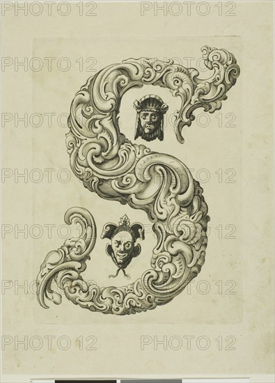 Letter S, 1630, Peter Aubry, German, 1596-1668, Germany, Engraving on paper, 240 x 176 mm