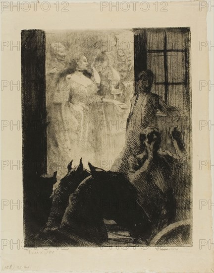 Social Success, plate seven from Woman, c. 1886, Albert Besnard, French, 1849-1934, France, Etching, aquatint and drypoint on cream Japanese paper, 314 × 245 mm (image/plate), 393 × 311 mm (sheet)