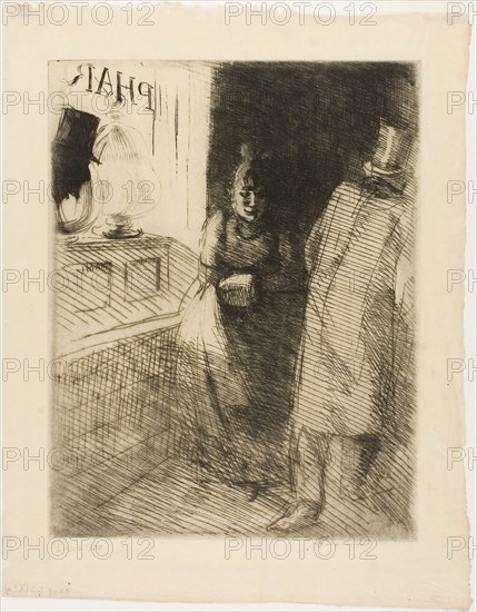 Prostitution, plate ten from Woman, c. 1886, Albert Besnard, French, 1849-1934, France, Etching on cream Japanese paper, 315 × 245 mm (plate), 390 × 310 mm (sheet)
