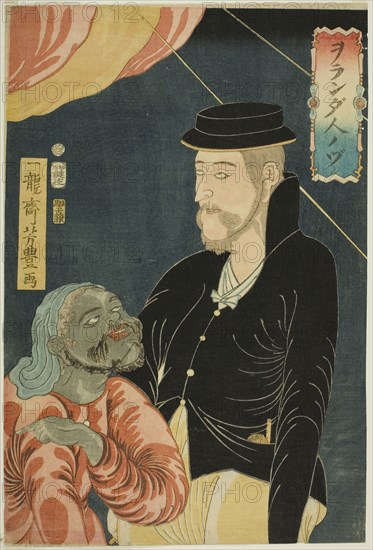 Illustration of a Dutchman (Orandajin no zu), 1861, Utagawa Yoshitoyo, Japanese, 1830–1866, Japan, Color woodblock print, oban