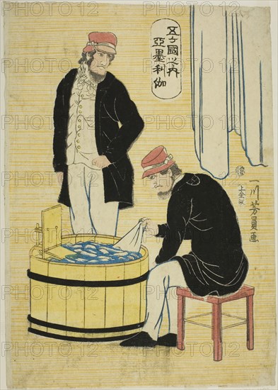 Among the Five Nations: Americans (Gokakoku no uchi, Amerikajin), 1861, Utagawa Yoshikazu, Japanese, active c. 1850–70, Japan, Color woodblock print, oban