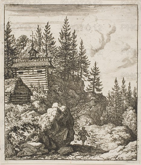 The Chapel, n.d., Allart van Everdingen, Dutch, 1621-1675, Holland, Etching on paper, 130 x 112 mm