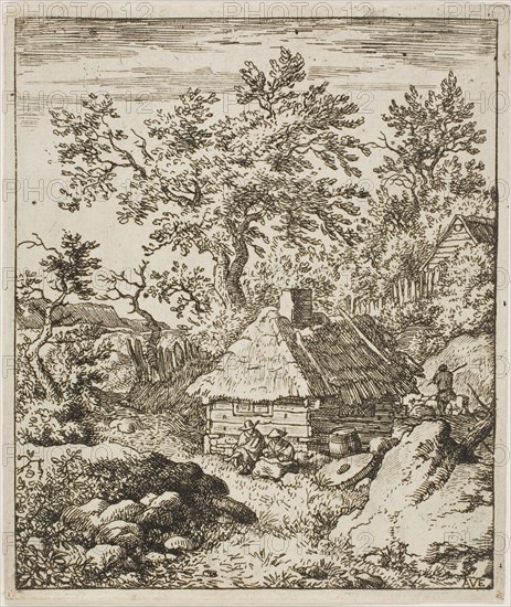 Landscape with a Millstone, n.d., Allart van Everdingen, Dutch, 1621-1675, Holland, Etching in black on ivory laid paper, 123 x 104 mm (plate), 127 x 110 mm (sheet)