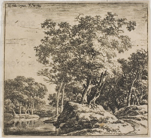 Landscape, from Set of Landscapes, n.d., Herman Naijwincx, Dutch, 1624-1651, Netherlands, Etching in black on paper, 119 x 129 mm
