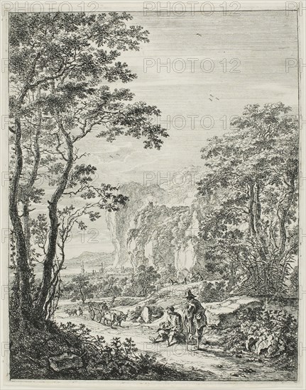 The Ox-Cart, from Upright Italian Landscapes, 1638/52, Jan Both, Dutch, c. 1618-1652, Holland, Etching on paper, 268 x 210 mm