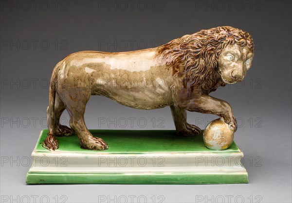 Lion (One of a Pair), c. 1785, England, Staffordshire, Staffordshire, Lead-glazed earthenware (pearlware), H. 19.1 cm (7 1/2 in.)