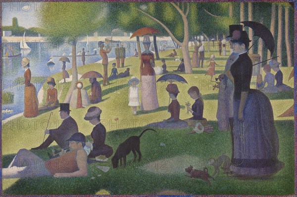 A Sunday on La Grande Jatte — 1884, 1884/86, Georges Seurat, French, 1859-1891, France, Oil on canvas, 207.5 × 308.1 cm (81 3/4 × 121 1/4 in.)