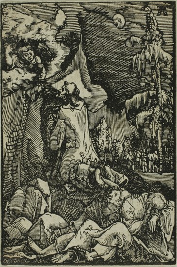 The Agony in the Garden, from The Fall and Redemption of Man, 1513, Albrecht Altdorfer, German, c.1480-1538, Germany, Woodcut in black on ivory laid paper, 72 x 48 mm (image/block)