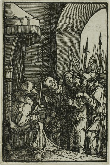 Christ Before Pilate, from The Fall and Redemption of Man, 1513, Albrecht Altdorfer, German, c.1480-1538, Germany, Woodcut in black on ivory laid paper, 72 x 48 mm (image/block)