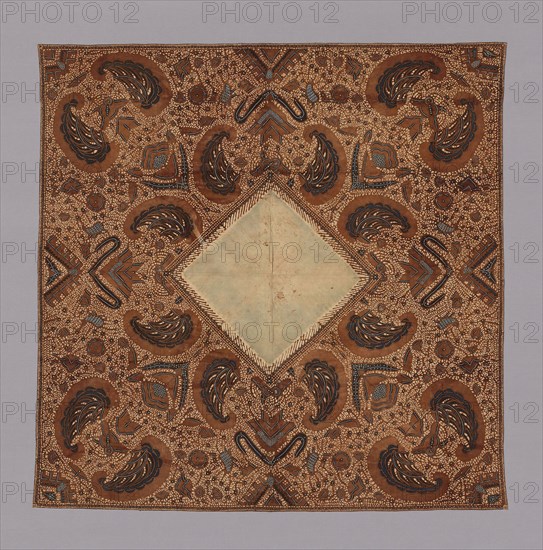Headcloth (Iket Kepala), Late 19th century, Central Java, Indonesia, Java, Cotton, plain weave, hand-drawn wax resist dyed (batik tulis), 105.5 x 106.4 cm (41 1/2 x 41 7/8 in.)