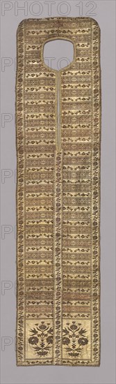 Fragment, 1725/75, Poland, Poland, Made in form of a cope frontal, gold brocaded, silver ornamented with narrow bands of black and brown flowers;, 140 x 33.6 cm (55 1/8 x 13 1/4 in.)