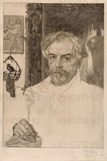 Portrait of Edmond de Goncourt, 1882, Felix Bracquemond, French, 1833–1914, France, Etching in black on cream laid paper, 459 × 320 mm (image), 505 × 335 mm (plate), 527 × 392 mm (sheet)