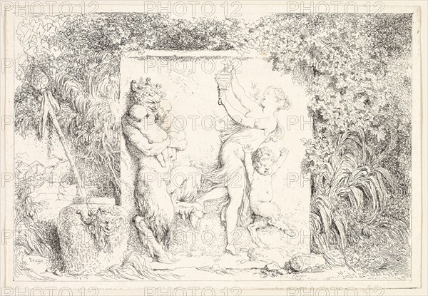 Satyrs Dancing from Bacchanales, or Satyrs’ Games, 1763, Jean Honoré Fragonard, French, 1732-1806, France, Etching on ivory laid paper, 132 × 203 mm (image), 143 × 209 mm (plate)
