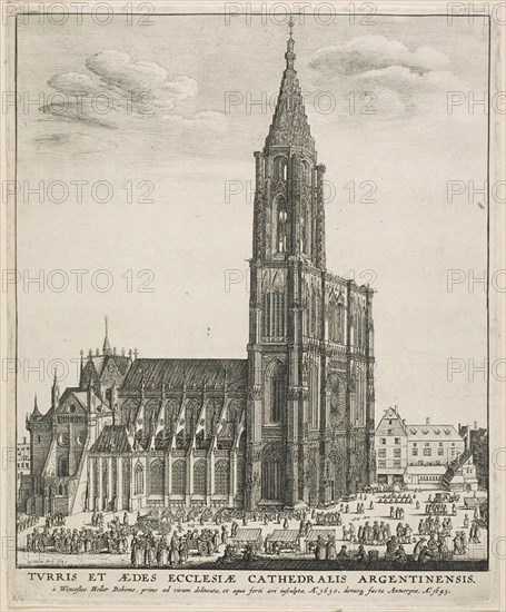 Strasbourg Cathedral, 1645, Wenceslaus Hollar, Czech, 1607-1677, Bohemia, Etching on ivory laid paper, 222 × 182 mm (plate), 227 × 186 mm (sheet)