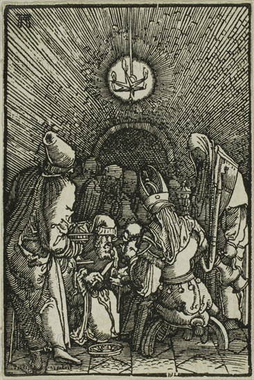 The Circumcision, from The Fall and Redemption of Man, 1513, Albrecht Altdorfer, German, c.1480-1538, Germany, Woodcut in black on ivory laid paper, 72 x 48 mm (image/block/sheet)