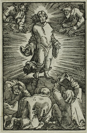 The Transfiguration, from The Fall and Redemption of Man, 1513, Albrecht Altdorfer, German, c.1480-1538, Germany, Woodcut in black on ivory laid paper, 73 x 48 mm (image/block/sheet)