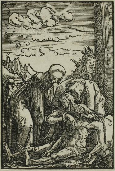 The Lamentation of the Virgin, from The Fall and Redemption of Man, 1513, Albrecht Altdorfer, German, c.1480-1538, Germany, Woodcut in black on ivory laid paper, 72 x 48 mm (image/block)