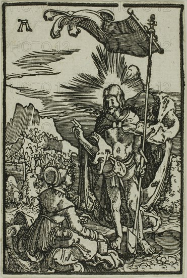 Christ Appears to the Magdalen, from The Fall and Redemption of Man, 1513, Albrecht Altdorfer, German, c.1480-1538, Germany, Woodcut in black on ivory laid paper, 71 x 47 mm (image/block), 72 x 49 mm (sheet)