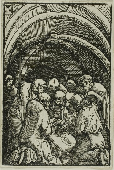 The Death of the Virgin, from The Fall and Redemption of Man, 1513, Albrecht Altdorfer, German, c.1480-1538, Germany, Woodcut in black on ivory laid paper, 72 x 48 mm (image/block)