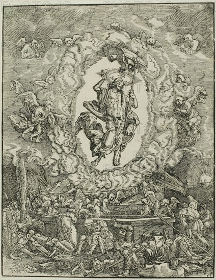 The Resurrection of Christ, 1512, Albrecht Altdorfer, German, c.1480-1538, Germany, Woodcut in black on ivory laid paper, 233 x 180 mm (image/block/sheet)