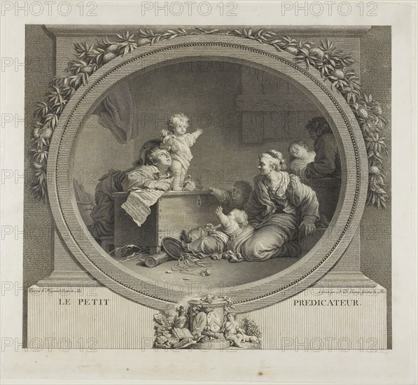 The Little Preacher, n.d., Nicolas Delaunay (French, 1739-1792), after Jean Honoré Fragonard (French, 1732-1806), France, Etching on paper, 269 × 306 mm (image), 300 × 340 mm (plate), 316 × 347 mm (sheet)