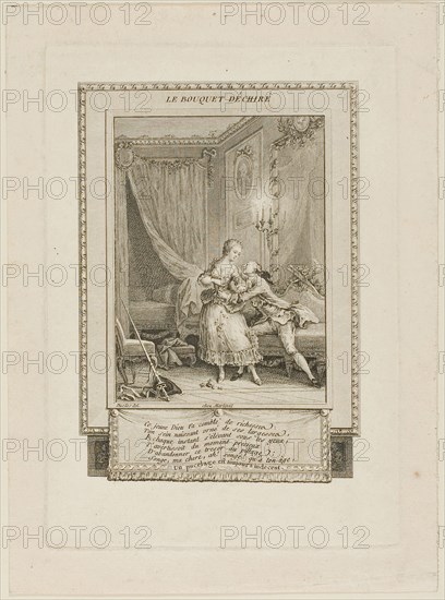 The Torn Bouquet, c. 1795, Antoine-Jean Duclos (French, 1742-1795), after Sigmund Freudeberg (Swiss, 1745-1801), published chez Martinet (French, 18th-19th c.), France, Etching with engraving on ivory laid paper, 172 × 121 mm (image), 216 × 151 mm (plate), 253 × 186 mm (sheet)