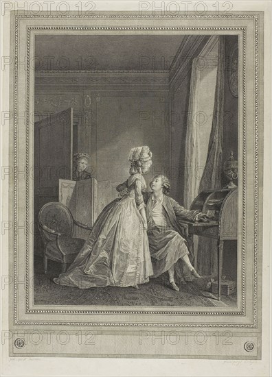 Tempting Offers, 1782, Jean Louis Delignon (French, 1755-1804), after Nicolas Lavreince (Swedish, 1737-1807), France, Engraving and etching on ivory laid paper, 370 × 269 mm (image), 399 × 286 mm (sheet)