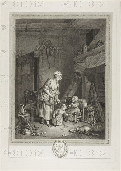 Maternal Indulgence, n.d., Nicolas Delaunay (French, 1739-1792), S. Freudeberg (Swiss, 1745-1801), France, Etching and engraving in black ink on white laid paper, 354 × 250 mm (image), 373 × 268 mm (plate), 412 × 294 mm (sheet)