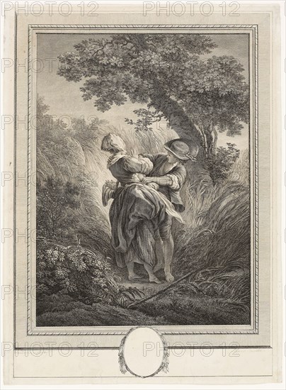 Dangerous Encounter, n.d., Jean Jacques Andre Le Veau (French, 1729-1785), after Pierre-Antoine Baudouin (French, 1723-1769), France, Etching on ivory paper, 301 × 221 mm (image), 390 × 287 mm (sheet)