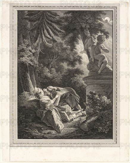 Night, 1767, Emmanuel Jean Nepomucene de Ghendt (French, 1738-1815), after Pierre-Antoine Baudouin (French, 1723-1769), France, Etching on paper, 272 × 201 mm (image), 340 × 268 mm (sheet)