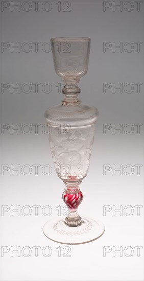 Double Goblet, 1701/13, Germany, Glass, 31.3 x 7.9 cm (12 5/16 x 3 1/8 in.)