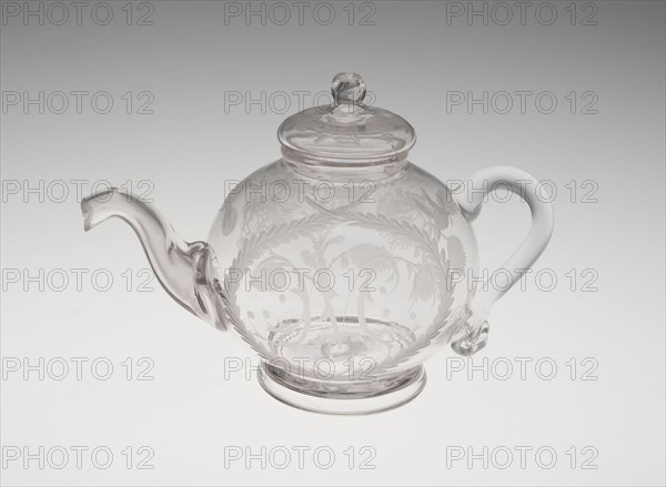 Teapot, c. 1780, Bohemia, Czech Republic, Bohemia, Glass, 11.3 × 10.8 cm (4 7/16 × 4 1/4 in.)