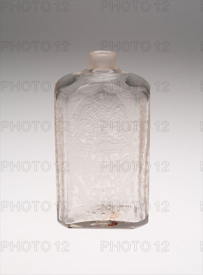 Bottle, Early 18th century, Bohemia, Czech Republic, Bohemia, Glass, H. 14.6 cm (5 3/4 in.)