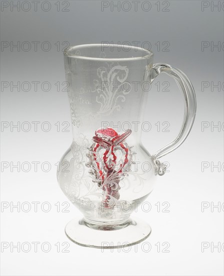 Tankard (Trick Glass), 1740/60, Czech Republic (Formerly Bohemia), Bohemia, Glass, 20.6 × 9.5 cm (8 1/8 × 3 3/4 in.)