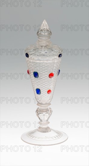 Goblet with Cover, c. 1710/20, Bohemia, Czech Republic, Bohemia, Glass, blown, cut, and molded with applied glass stones, H. 27.3 cm (10 3/4 in.)