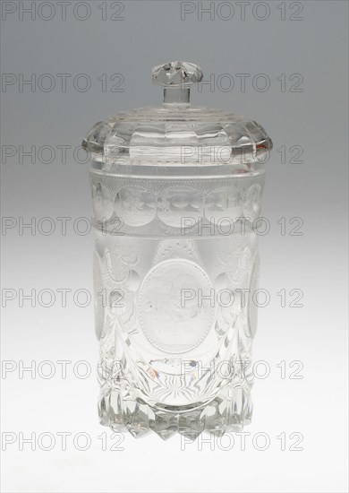 Covered Beaker, c. 1820/25, Bohemia, Czech Republic, Bohemia, Glass, 20.3 × 9.5 cm (8 × 3 3/4 in.)