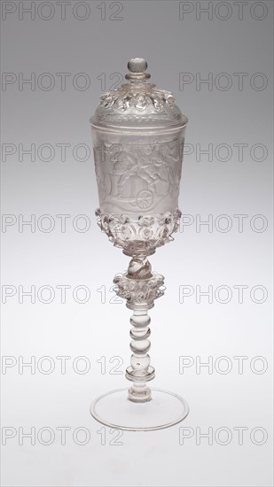 Covered Goblet (Pokal), c. 1730, Bohemia, Czech Republic, Bohemia, Glass, 34.3 × 8.9 cm (13 9/16 × 3 7/16 in.)