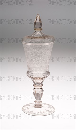 Goblet with Cover, c. 1725, Germany, Schleswig, Schleswig, Glass, H. 23.5 cm (9 1/4 in.)
