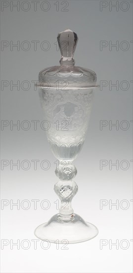 Goblet with Cover, c. 1730, Germany, Lauenstein, Lauenstein, Glass, 36.2 x 10.5 cm (14 1/4 x 4 1/8 in.)