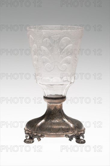 Goblet, c. 1745 (glass), 1850 (mount), Germany, Attributed to Christopher Gottfried Schneider (German, early 18th century), Bohemia, Glass with silver base, 16.5 × 8.3 cm (6 1/2 × 3 1/4 in.)