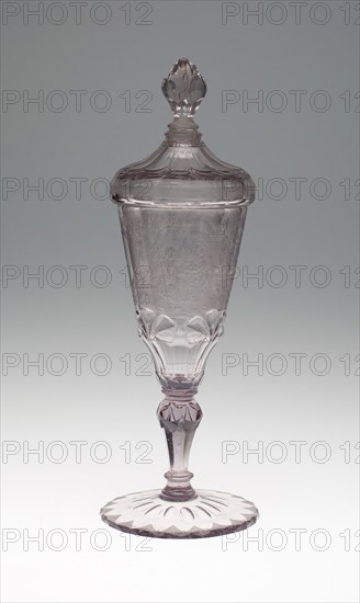 Goblet with Cover, c. 1750, Silesia, Attributed to Christopher Gottfried Schneider (German, early 18th century), Silesia, Glass, 29.2 x 8.3 cm (11 1/2 x 3 1/4 in.)