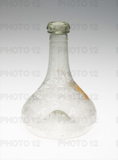 Bottle, c. 1850, Austria, Austria, Glass, 14 × 10.5 cm (5 1/2 × 4 1/8 in.)